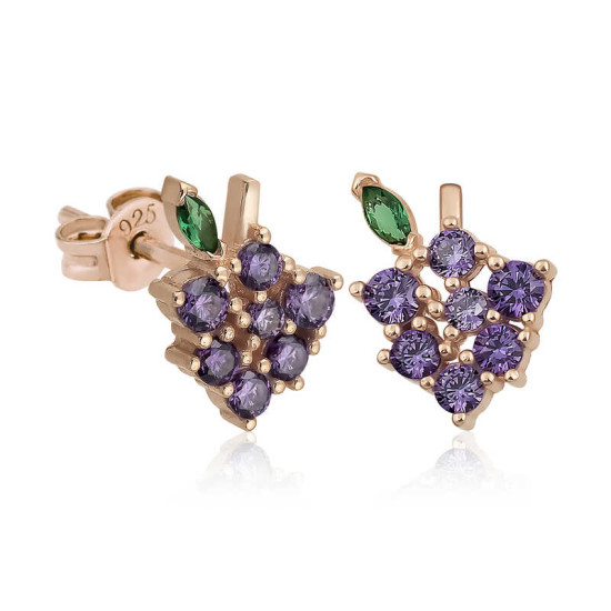 Gümüş Üzüm Figürlü Meyve Çivi Küpe Gümüş Üzüm Figürlü Meyve Çivi Küpe