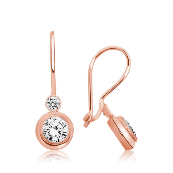 Gümüş Rose Sallantılı Tek Taş Küpe Gümüş Rose Sallantılı Tek Taş Küpe