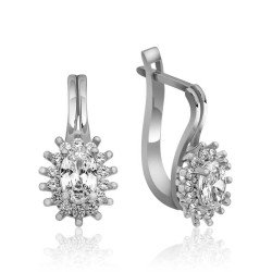 Gümüş Mengeçli Oval Kesim Küpe Gümüş Mengeçli Oval Kesim Küpe