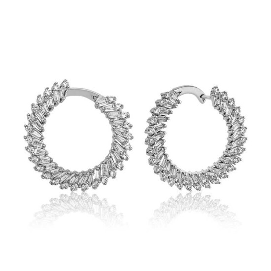 Gümüş Trapez Taşlı Bayan Küpe Gümüş Trapez Taşlı Bayan Küpe