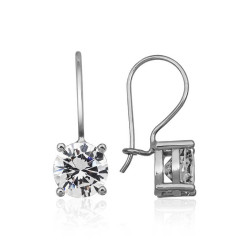 Gümüş Sallantılı Tek Taş Küpe Gümüş Sallantılı Tek Taş Küpe