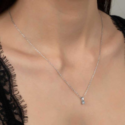 Swarovski Taşlı Gümüş Tektaş Bayan Kolye