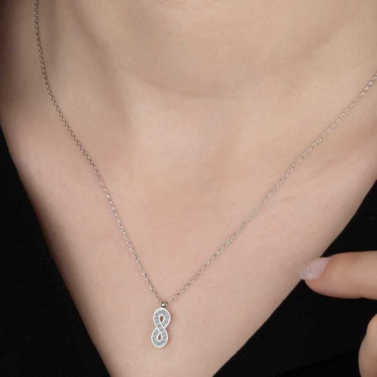 Swarovski Taşlı Gümüş Sonsuzluk Bayan Kolye Swarovski Taşlı Gümüş Sonsuzluk Bayan Kolye