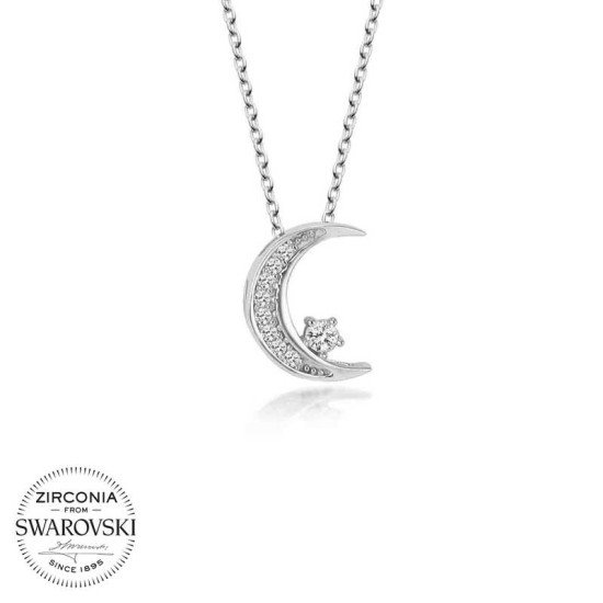 Swarovski Taşlı Gümüş Ayyıldız Bayan Kolye Swarovski Taşlı Gümüş Ayyıldız Bayan Kolye