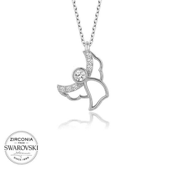 Swarovski Taşlı Gümüş Melek Bayan Kolye Swarovski Taşlı Gümüş Melek Bayan Kolye