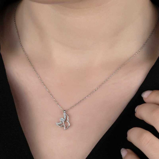Swarovski Taşlı Gümüş Melek Bayan Kolye Swarovski Taşlı Gümüş Melek Bayan Kolye