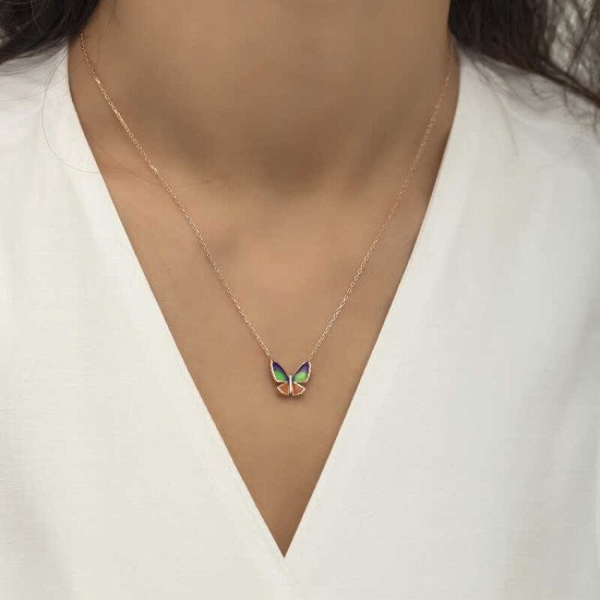 Gümüş Rose Minimal Kelebek Bayan Kolye Gümüş Rose Minimal Kelebek Bayan Kolye
