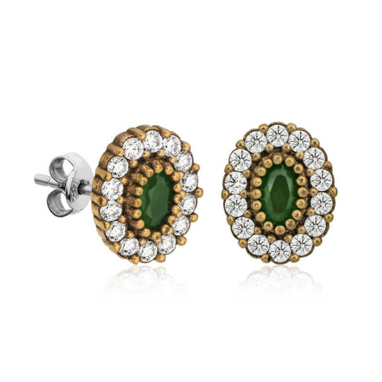 Gümüş Otantik Oval Çivili Bayan Küpe Gümüş Otantik Oval Çivili Bayan Küpe