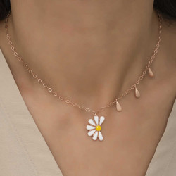 Gümüş Rose Papatya Seviyor Sevmiyor Bayan Kolye