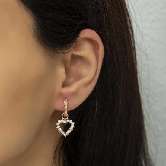 Gümüş Halka Kalp Bayan Küpe Gümüş Halka Kalp Bayan Küpe