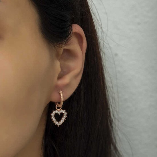 Gümüş Halka Kalp Bayan Küpe Gümüş Halka Kalp Bayan Küpe