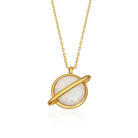 Gümüş Gold Opal Taşlı Gezegen Bayan Kolye Gümüş Gold Opal Taşlı Gezegen Bayan Kolye