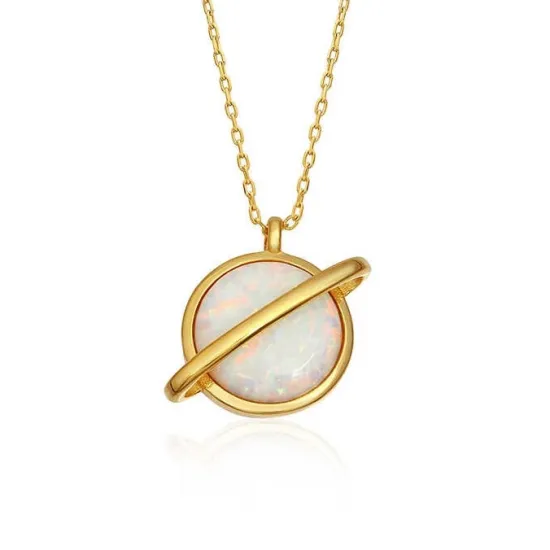Gümüş Gold Opal Taşlı Gezegen Bayan Kolye Gümüş Gold Opal Taşlı Gezegen Bayan Kolye