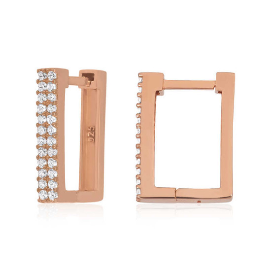 Gümüş Beyaz Taşlı Kare Küpe Gümüş Beyaz Taşlı Kare Küpe