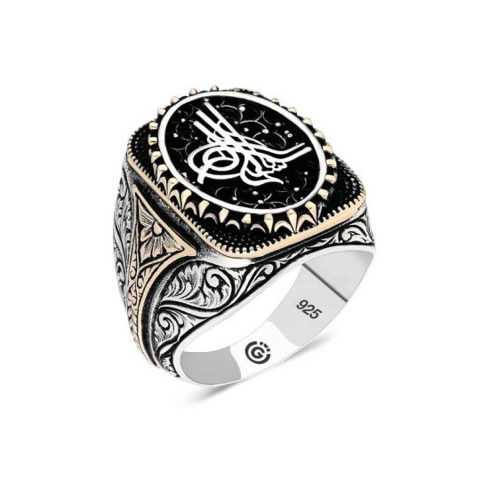 Gümüş Tuğra Oval Erkek Yüzük Gümüş Tuğra Oval Erkek Yüzük