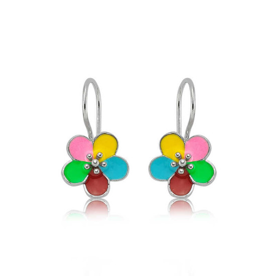 Gümüş Sallantılı Çiçek Çocuk Küpesi Gümüş Sallantılı Çiçek Çocuk Küpesi