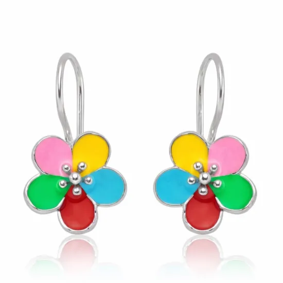 Gümüş Sallantılı Çiçek Çocuk Küpesi Gümüş Sallantılı Çiçek Çocuk Küpesi