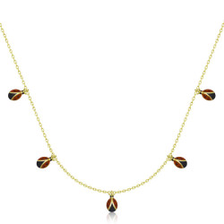 Gümüş Gold Uğur Böceği Şans Kadın Kolye