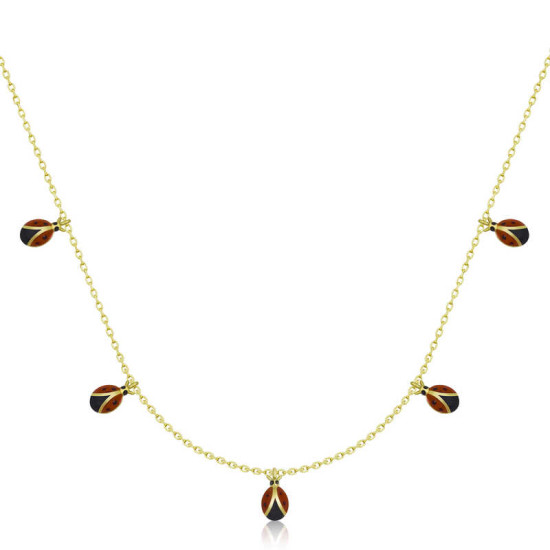 Gümüş Gold Uğur Böceği Şans Kadın Kolye