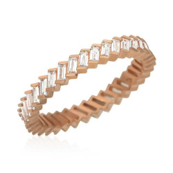 Gümüş Baget Taşlı Rose Tamtur Kadın Yüzük Gümüş Baget Taşlı Rose Tamtur Kadın Yüzük