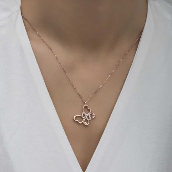 Gümüş Rose Sonsuzluk Kelebek Kadın Kolye Gümüş Rose Sonsuzluk Kelebek Kadın Kolye