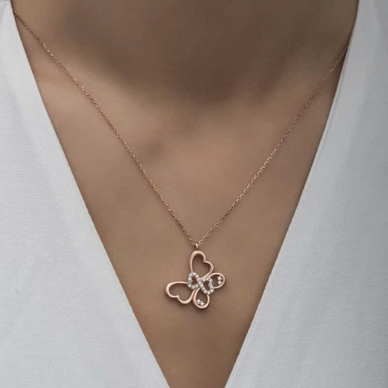 Gümüş Rose Sonsuzluk Kelebek Kadın Kolye Gümüş Rose Sonsuzluk Kelebek Kadın Kolye