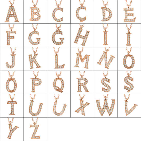 Gümüş Rose E Harfi Kadın Kolye