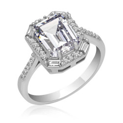 Gümüş Beyaz Taşlı Baget Kare Kadın Yüzük Gümüş Beyaz Taşlı Baget Kare Kadın Yüzük