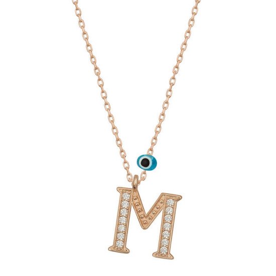 Gümüş Nazar Rose M Harfi Kadın Kolye Gümüş Nazar Rose M Harfi Kadın Kolye