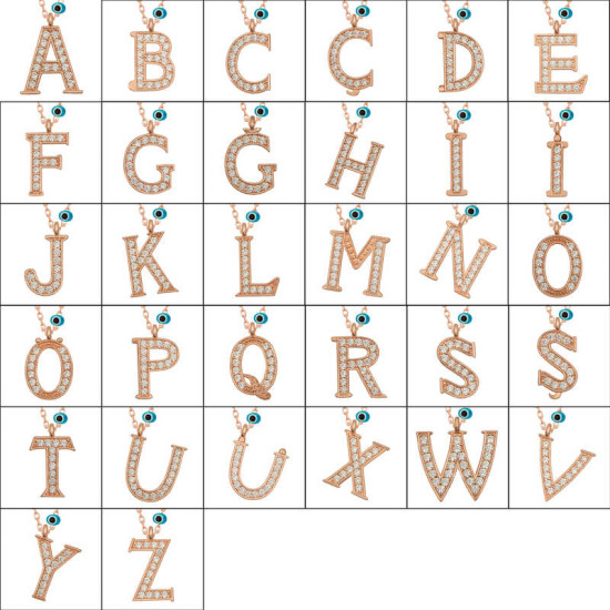 Gümüş Nazar Rose M Harfi Kadın Kolye Gümüş Nazar Rose M Harfi Kadın Kolye