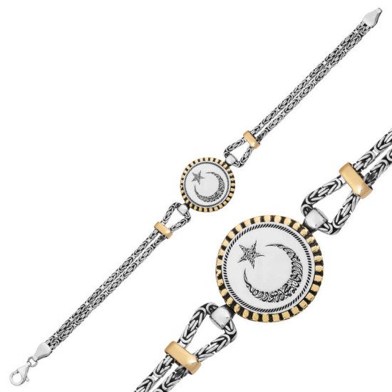 Gümüş Ay Yıldız Erkek Bileklik Gümüş Ay Yıldız Erkek Bileklik