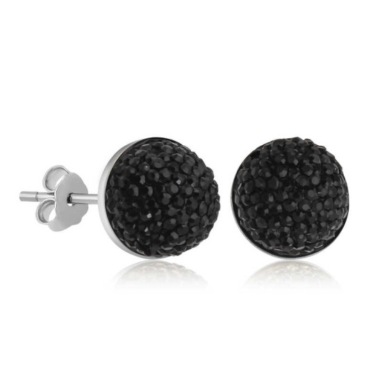 Gümüş Siyah Kristal Çivili Kadın Küpe Gümüş Siyah Kristal Çivili Kadın Küpe