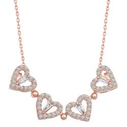 Gümüş Rose Kalpli Açılabilen Yonca Kadın Kolye