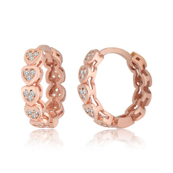 Gümüş Kalpli Zirkon Taşlı Halka Kadın Küpe Gümüş Kalpli Zirkon Taşlı Halka Kadın Küpe