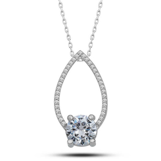 Gümüş Tektaş Damla Kadın Kolye