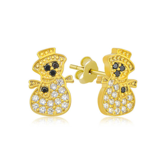 Gümüş Gold Kardan Adam Kadın Küpe Gümüş Gold Kardan Adam Kadın Küpe