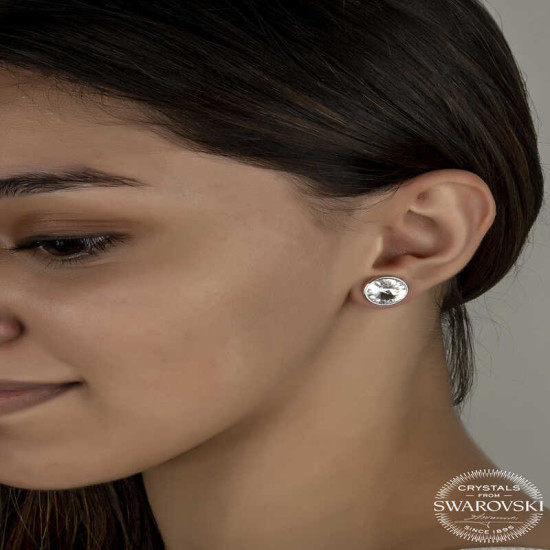 Swarovski Crystal Taşlı Gümüş Çivili Kadın Küpe Swarovski Crystal Taşlı Gümüş Çivili Kadın Küpe