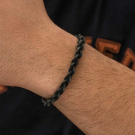 Gümüş Kazaziye Örgü Bileklik