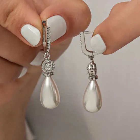 Gümüş Damla İnci Kadın Küpe Gümüş Damla İnci Kadın Küpe