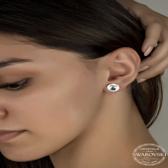 Swarovski Crystal Taşlı Gümüş Çivili Kadın Küpe Swarovski Crystal Taşlı Gümüş Çivili Kadın Küpe