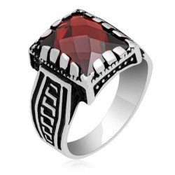 Gümüş Kırmızı Zirkon Taşlı Çocuk Erkek Yüzük Gümüş Kırmızı Zirkon Taşlı Çocuk Erkek Yüzük