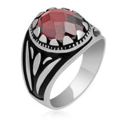 Gümüş Kırmızı Zirkon Taşlı Çocuk Erkek Yüzük Gümüş Kırmızı Zirkon Taşlı Çocuk Erkek Yüzük