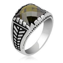 Gümüş Zeytin Yeşili Zirkon Taşlı Çocuk Erkek Yüzük Gümüş Zeytin Yeşili Zirkon Taşlı Çocuk Erkek Yüzük