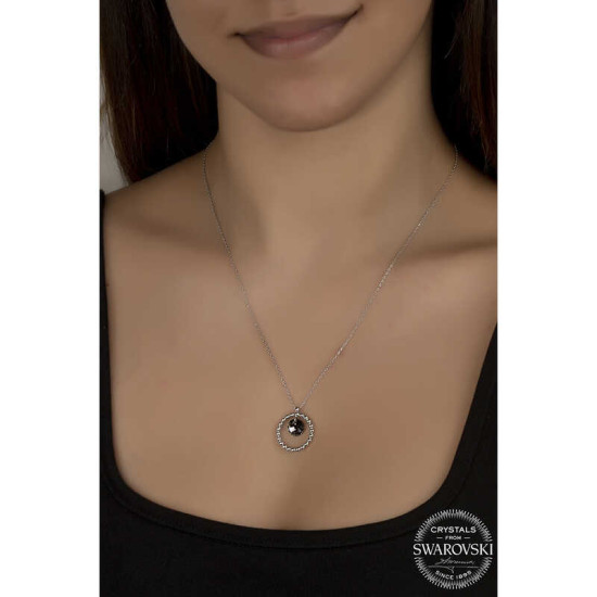 Swarovski Crystal Taşlı Halka Gümüş Kadın Kolye Swarovski Crystal Taşlı Halka Gümüş Kadın Kolye