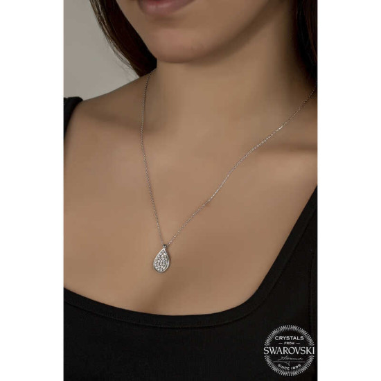 Swarovski Crystal Taşlı Damla Gümüş Kadın Kolye Swarovski Crystal Taşlı Damla Gümüş Kadın Kolye