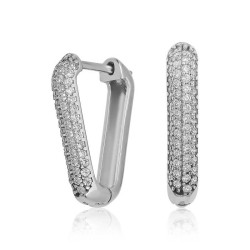 Gümüş Beyaz Taşlı Üçgen Küpe Gümüş Beyaz Taşlı Üçgen Küpe