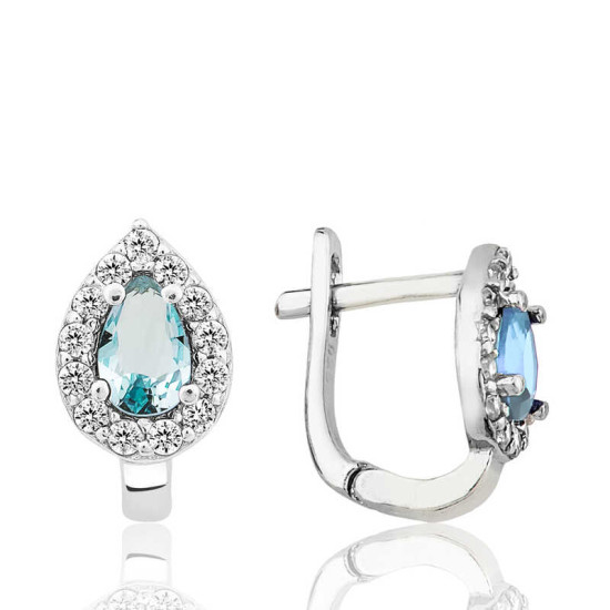 Gümüş Turkuaz Taşlı Damla J Kadın Küpe Gümüş Turkuaz Taşlı Damla J Kadın Küpe