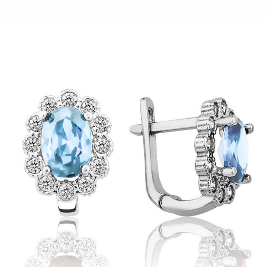 Gümüş Turkuaz Çiçek Desenli J Kadın Küpe Gümüş Turkuaz Çiçek Desenli J Kadın Küpe