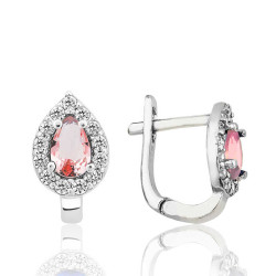 Gümüş Pembe Taşlı Damla J Kadın Küpe Gümüş Pembe Taşlı Damla J Kadın Küpe