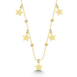 Gümüş Gold Yıldızlı Dorika Kadın Kolye